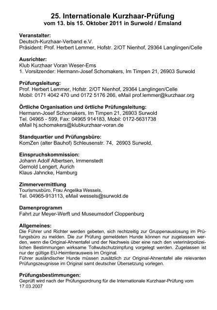 Programm / Nennliste - Deutsch-Kurzhaar-Verband e.V.