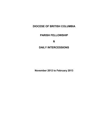 diocese of british columbia parish fellowship & daily intercessions