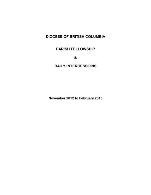 diocese of british columbia parish fellowship & daily intercessions