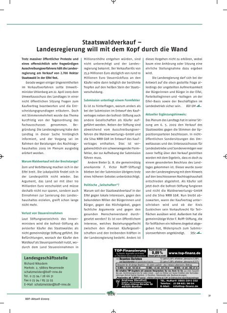 Ausgabe 06/09 - Bund Deutscher Forstleute (BDF)