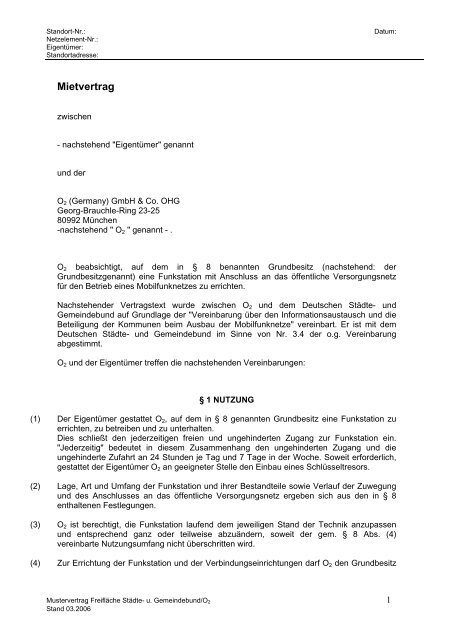 Mustermietvertrag zwischen dem Deutschen Städte - Deutscher ...