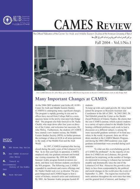 CAMES REVIEW - American University of Beirut