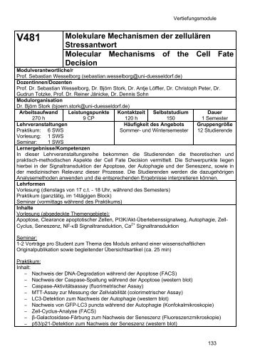 V481 Molekulare Mechanismen der zellulären ... - Biologie