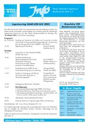 VDI Info 2003/04 - Verein Deutscher Ingenieure Bezirksverein Saar eV