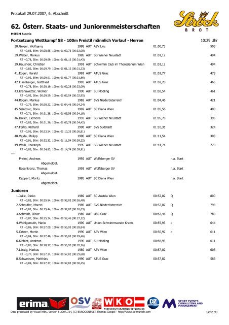 62. Österr. Staats- und Juniorenmeisterschaften - MSECM Austria