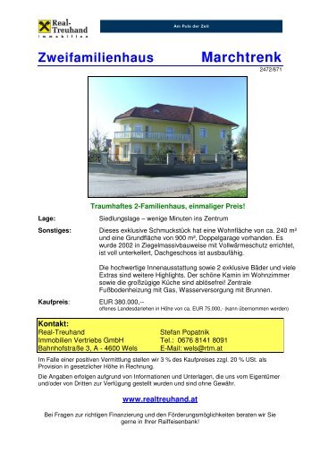 Zweifamilienhaus Marchtrenk - Raiffeisenbank Wels