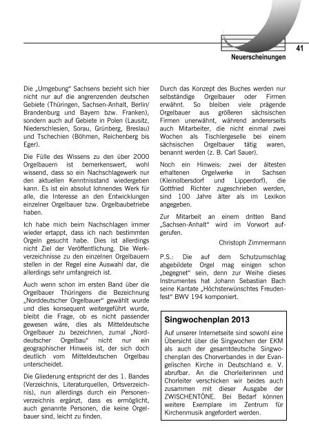 ZWISCHENTÖNE Heft 4/2012 - Kirchenmusik in der Evangelischen ...