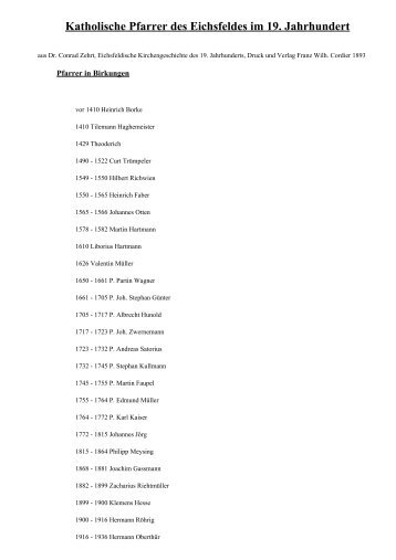 Katholische Pfarrer des Eichsfeldes im 19. Jahrhundert