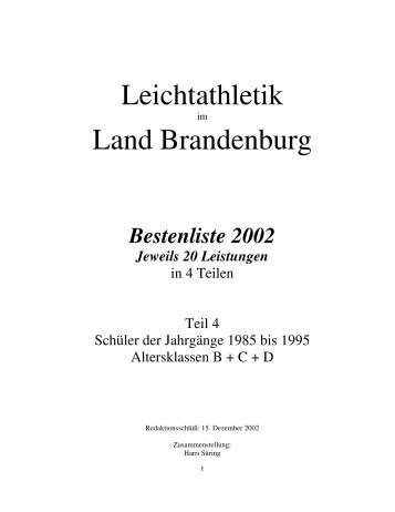 Leichtathletik Land Brandenburg - Für ein Potsdam ohne ...