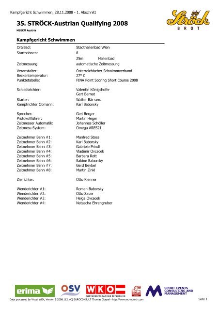 35. STRÖCK-Austrian Qualifying 2008 - SV Donau Chemie St.Veit ...