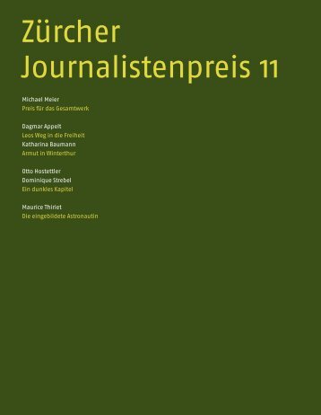 Broschüre zur Preisverleihung 2011 - Zürcher Journalistenpreis