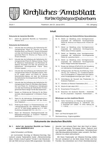 Download des Kirchlichen Amtsblattes 1/2012 - Erzbistum Paderborn