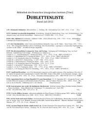 dublettenliste - Deutsches Liturgisches Institut