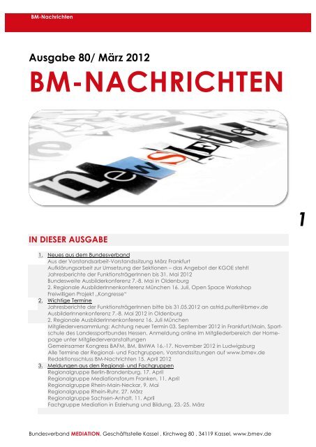 März 2012 BM-NACHRICHTEN IN - Bundesverband Mediation eV