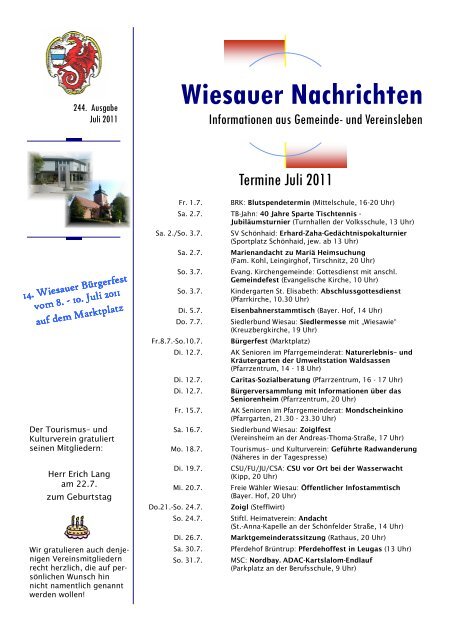 Wiesauer Nachrichten - Markt Wiesau