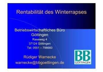 Rentabilität des Winterrapses - DSV