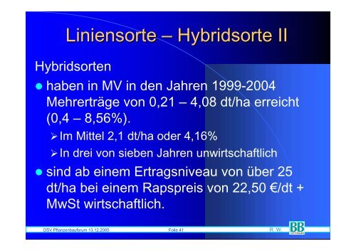 Rentabilität des Winterrapses - DSV