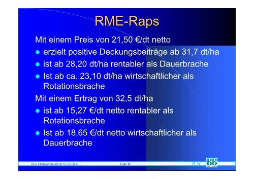 Rentabilität des Winterrapses - DSV