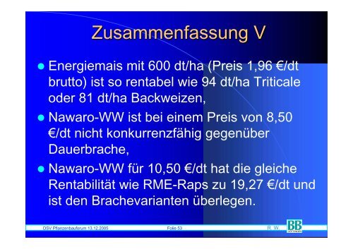 Rentabilität des Winterrapses - DSV