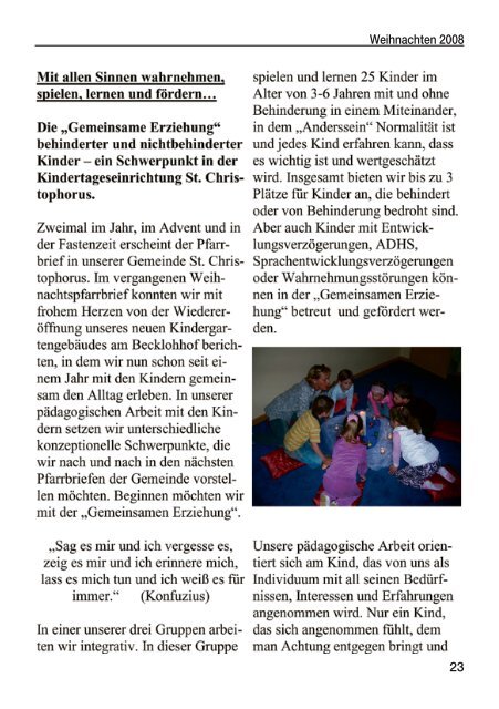 Weihnachtspfarrbrief 2008 - Pfarramt St. Christophorus