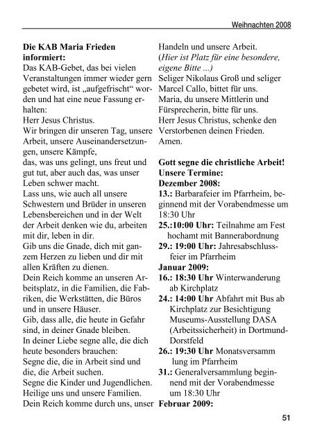 Weihnachtspfarrbrief 2008 - Pfarramt St. Christophorus