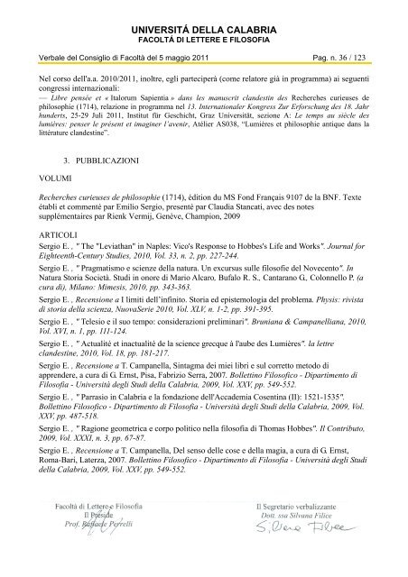 UNIVERSITÁ DELLA CALABRIA - Lettere e filosofia - Università ...