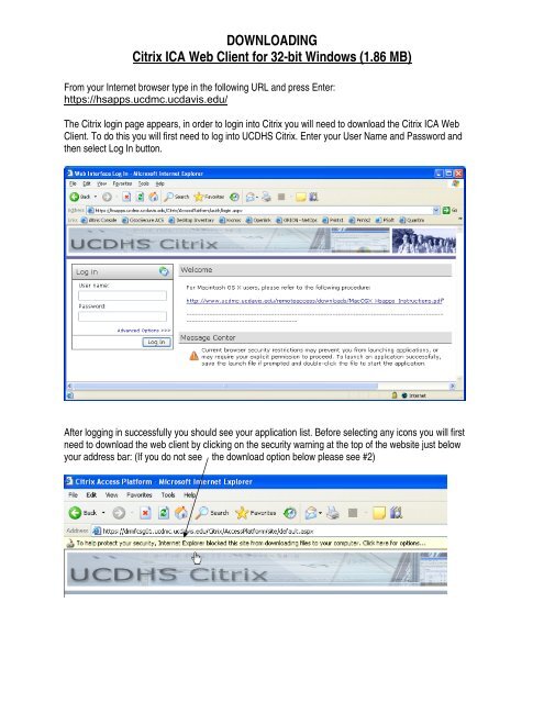 DOWNLOADING Citrix ICA Web Client for 32-bit Windows (1.86 MB)