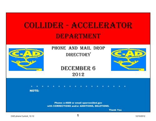 Collider - Accelerator Department