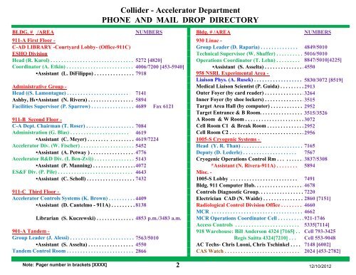 Collider - Accelerator Department