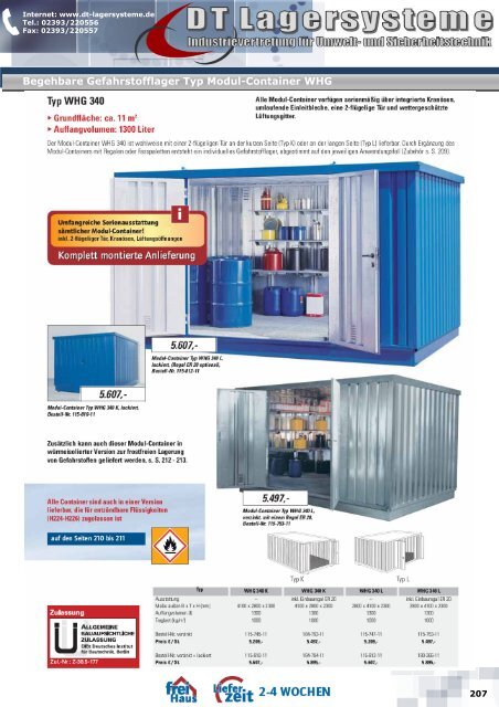 Typ WHG 340 Begehbare Gefahrstofflager Typ ... - DT Lagersysteme
