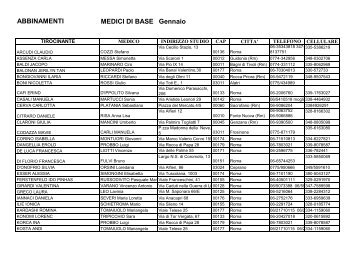 Abbinamenti medici di base - gennaio 2012
