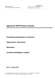 Agenda de l'EFPP Suisse romande