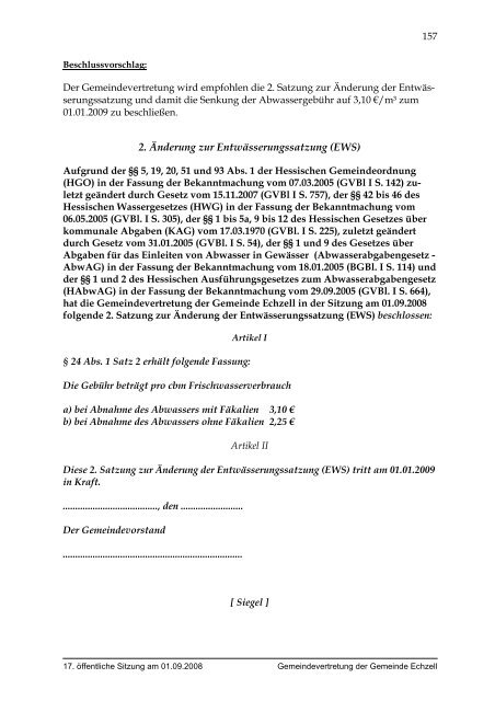 NIEDERSCHRIFT (S. 153 - 165) - in der Gemeinde Echzell