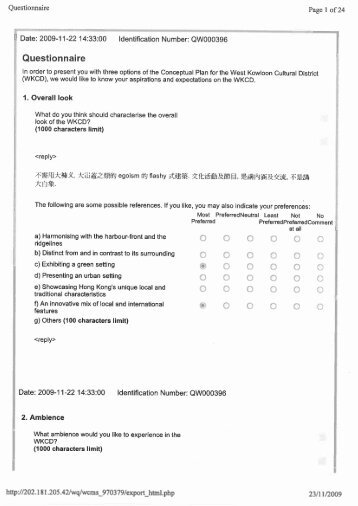 Questionnaire - West Kowloon Cultural District Authority