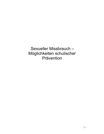 „Sexueller Missbrauch – Möglichkeiten schulischer Prävention