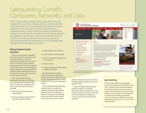 CIT Accomplishments and Plans - Computing at Cornell - Cornell ...
