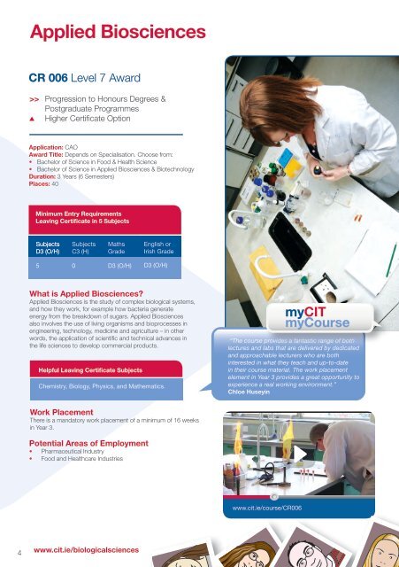 biological sciences @cit - Cork Institute of Technology