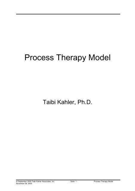 Process Therapy Model - bei Kahler Communication