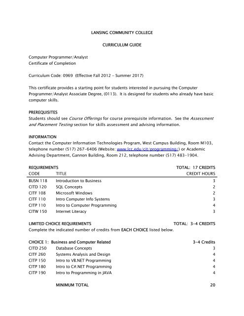 LCC Catalog 7-21-05.indb - Lansing Community College