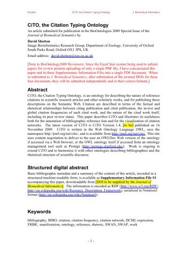 CiTO, the Citation Typing Ontology - ImageWeb server - University of ...