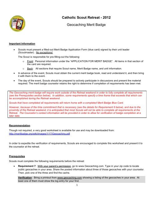 Geocaching Merit Badge Information