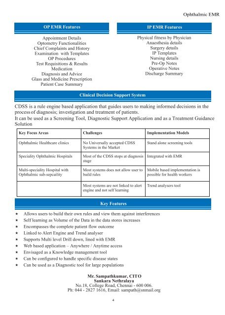 Ophthalmic Emr - Sankara Nethralaya