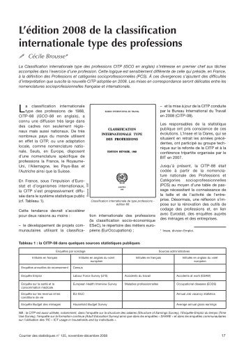 L'édition 2008 de la classification internationale type des ... - Insee