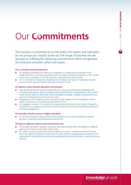 STRATEGIC PLAN 2012 - 2016 - Cork Institute of Technology