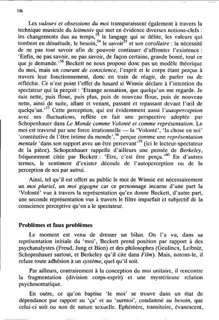 De la problématique du moi A la fiction du moi Chez Beckett ...