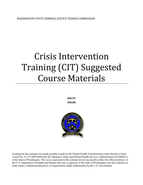 Crisis Intervention Training (CIT) Suggested Course Materials - DSHS