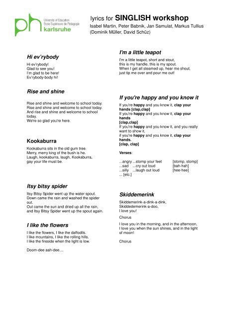Lyrics For Singlish Workshop
