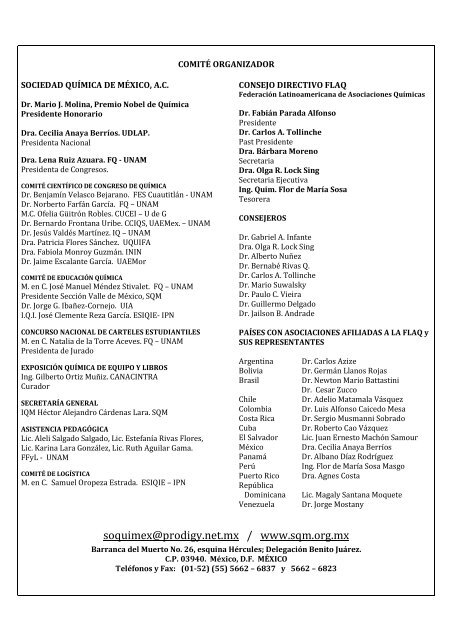 Convocatoria CLAQ 2012 - Sociedad Química de México