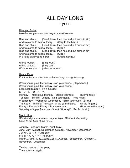 All Day Long Lyrics Dr Jean