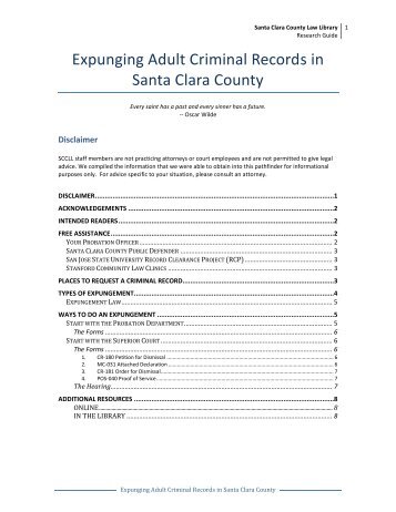 Expunging Adult Criminal Records in Santa Clara County